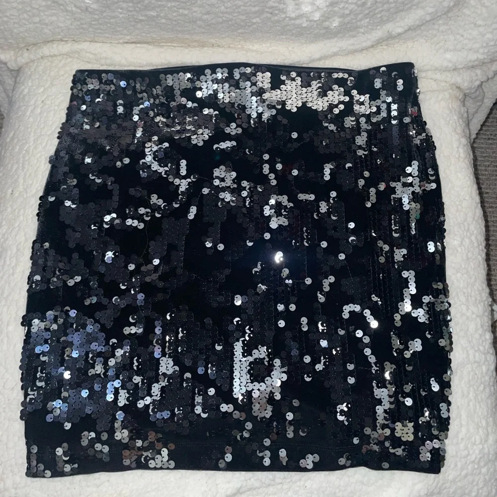 From express, never warn. New w/tags sequin skirt. fleece lining mini skirt - Picture 1 of 4